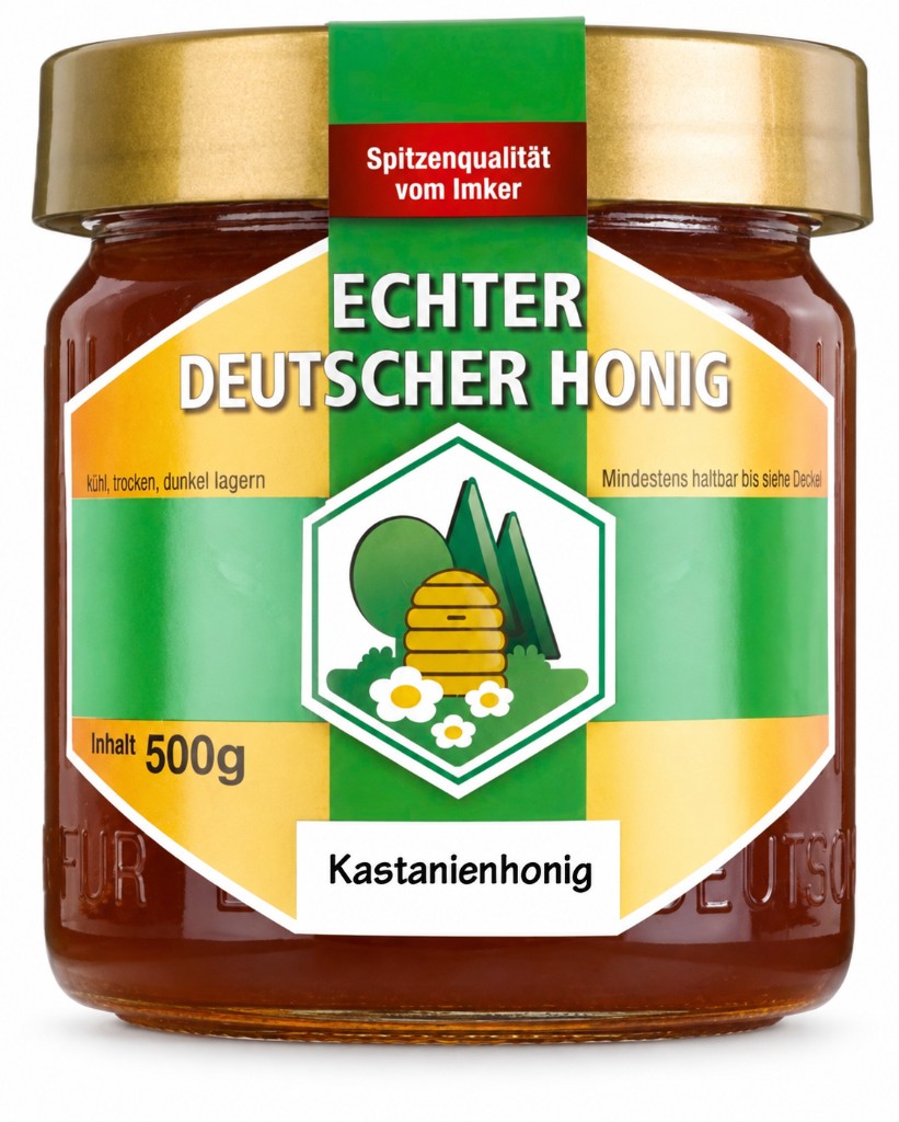 Glas Kastanienhonig, 500 g, echter deutscher Honig