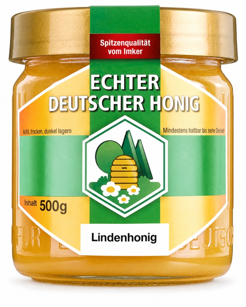 Glas Lindenhonig, 500 g, echter deutscher Honig